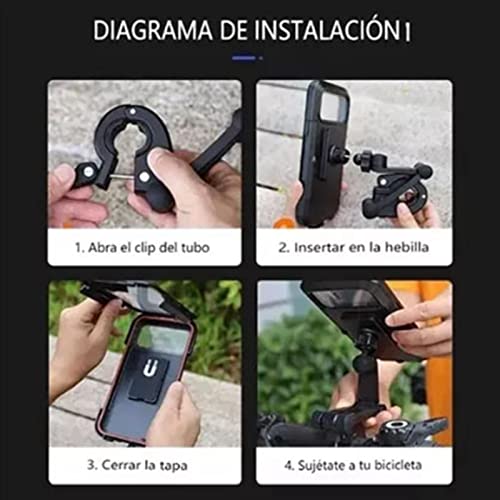 Tyenaza Motorcycle Navigation Bracket, Motorcycle Phone Holder Waterproofs Sensitive TPU Touch Screen 360° Rotation Bike Navigation Mount