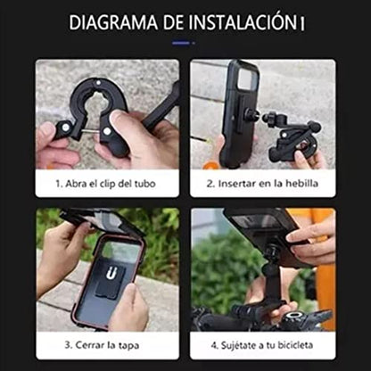 Tyenaza Motorcycle Navigation Bracket, Motorcycle Phone Holder Waterproofs Sensitive TPU Touch Screen 360° Rotation Bike Navigation Mount