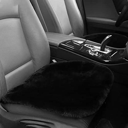 IRIWOOL Genuine Sheepskin Auto Seat Pad, Australian Soft Wool Seat Cover Breathable and Sweat-Wicking Comfort Warm Universal Fit,19.2 inch x19.2 inch (Front seat Cushion 2pcs, Black) - color: Black, size: 2 Count (Pack of 1)