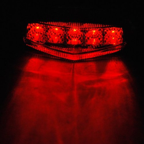 Astra Depot 1x Universal Clear Lens 10 Red LED Brake Stop Running Rear Tail Light For Motorcycle Standard Sport ATV Quad Dirt Bike