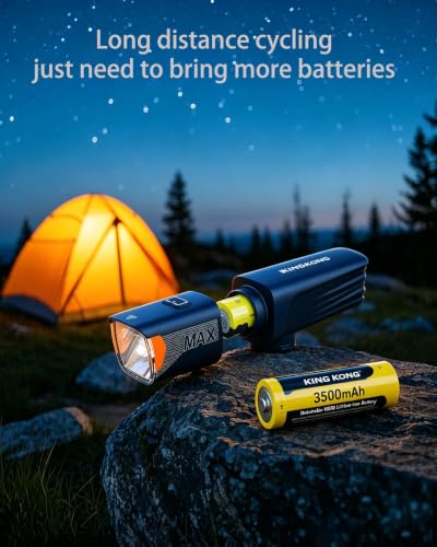 Kingkong X7MAX Bike Light, Super Bright High/Low Beam Modes, Garmin & Wahoo Compatible, Replaceable 18650 Battery, USB Rechargeable Waterproof Bicycle Headlight for Road & Mountain Night Riding