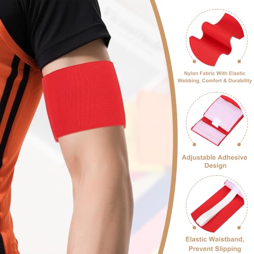 Captain Armbands, Adjustable Leader Arm Bands for Soccer Elastic Team Sport Arm Band-Fitting for Football/Volleyball/Rugby - color: Red, Blue, Gray