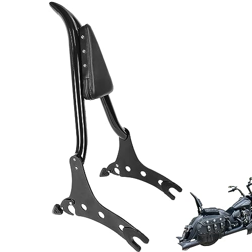 29" Gloss Black Sissy Bar Studded Pad Passenger Backrest Rear Rest Fit for 2014-2023 2024 2025 Indian Springfield Dark Horse Accessories Roadmaster Challenger Vintage Pursuit - color: Gloss Black-Studded