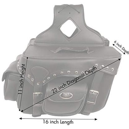 Milwaukee Leather Studded Throw-Over Motorcycle Saddlebags – Synthetic Leather – Universal Fit – Zip-Off - Large - color: SH66601ZB-BLACK, size: Large