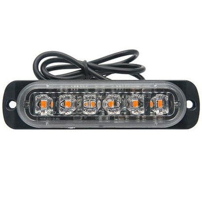 Riloer Amber/White Emergency Strobe Lights 1-Pack, High Brightness Hazard Flashing Strobe Light Bar for Off Road Vehicle, ATVs, Truck, Universal 6-LEDs 18W Surface Mount Warning Light