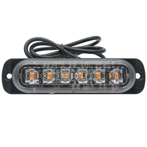Riloer Amber/White Emergency Strobe Lights 1-Pack, High Brightness Hazard Flashing Strobe Light Bar for Off Road Vehicle, ATVs, Truck, Universal 6-LEDs 18W Surface Mount Warning Light