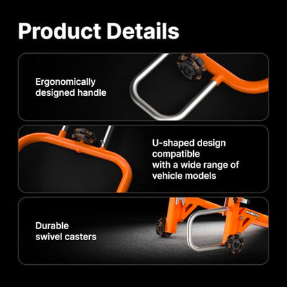 Sport Motorcycle Rear Stand,Paddock Stand, 360° Movable Lift Stand, Heavy Duty with Wheels, 880 lb Capacity (Orange, Double Arm)