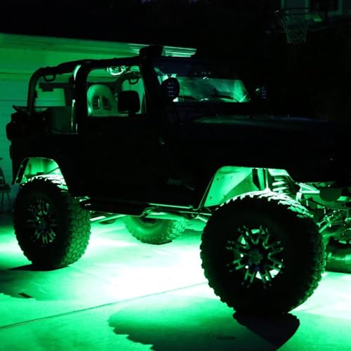 2 Pods LED Rock Lights, Ampper Waterproof LED Neon Underglow Light for Car Truck ATV UTV SUV Offroad Boat Underbody Glow Trail Rig Lamp (Green) - color: Green, size: 2 Pods