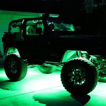 2 Pods LED Rock Lights, Ampper Waterproof LED Neon Underglow Light for Car Truck ATV UTV SUV Offroad Boat Underbody Glow Trail Rig Lamp (Green) - color: Green, size: 2 Pods