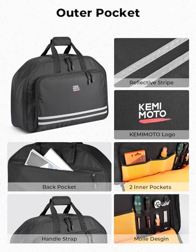 KEMIMOTO Upgraded Rear Turnk Liner 40L with Upgraded Strap Luggage Bag Compatible with Touring CVO Trike 1993-2025 Models for Street Glide Road Glide Road King Black