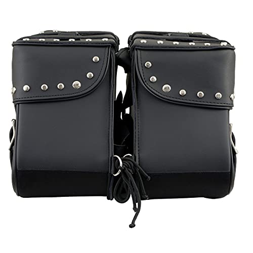 Milwaukee Leather Studded Throw-Over Motorcycle Saddlebags – Synthetic Leather – Universal Fit – Zip-Off - Large - color: SH645ZB-BLACK, size: Large