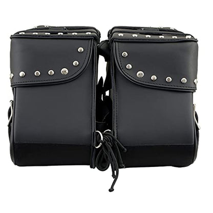 Milwaukee Leather Studded Throw-Over Motorcycle Saddlebags – Synthetic Leather – Universal Fit – Zip-Off - Large - color: SH645ZB-BLACK, size: Large