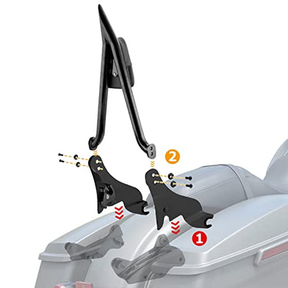 Mofun 27" Tall Passenger Backrest Sissy Bar 1.3" Fat Bar Compatible with Harley Touring Road King Street Electra Road Glide 2009-2025, Gloss Black - color: Gloss Black, size: 09-25