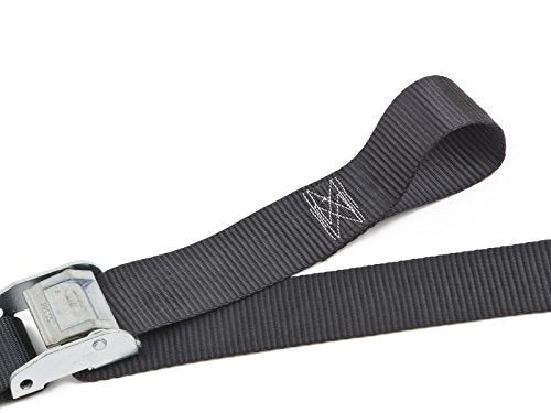 PowerTye Cam Buckle Tie Down Straps – 2 inch x 12ft Straps with Latch Hooks – Ideal for Motorcycle, ATV, Trailers, and Truck Bed Cargo – 600 lb WLL & 1,800 lb Break Strength – USA Made, Black (Pair) - color: Black