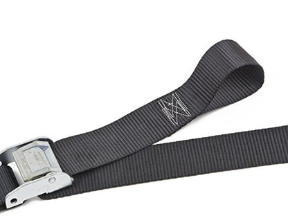 PowerTye Cam Buckle Tie Down Straps – 2 inch x 12ft Straps with Latch Hooks – Ideal for Motorcycle, ATV, Trailers, and Truck Bed Cargo – 600 lb WLL & 1,800 lb Break Strength – USA Made, Black (Pair) - color: Black