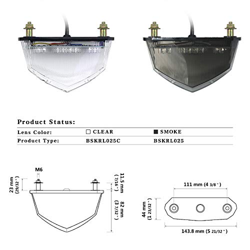 Universal Smoked Integrated Motorcycle 25 LED Tail Light With Turn Signal Function For Dirt Bike Buggy Chooper Cruiser ATV(smoke) - color: smoke