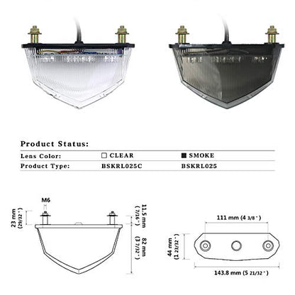 Universal Smoked Integrated Motorcycle 25 LED Tail Light With Turn Signal Function For Dirt Bike Buggy Chooper Cruiser ATV(smoke) - color: smoke