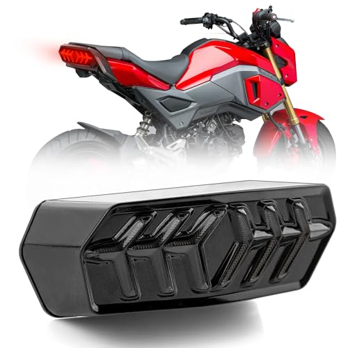 DREAMIZER LED Tail Light w/Turn Signal Sequential Motorcycle Taillight Compatible with Honda Grom MSX125 CBR650 CTX700 CTX700N and More - color: Black
