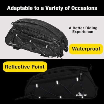 Bike Rear Rack Insulated Trunk Bag - 10L Large Capacity Waterproof Bicycle Travel Expedition Back Rack Seat Cargo Carrier Bag for Bicycle, E-Bike and Motorcycle