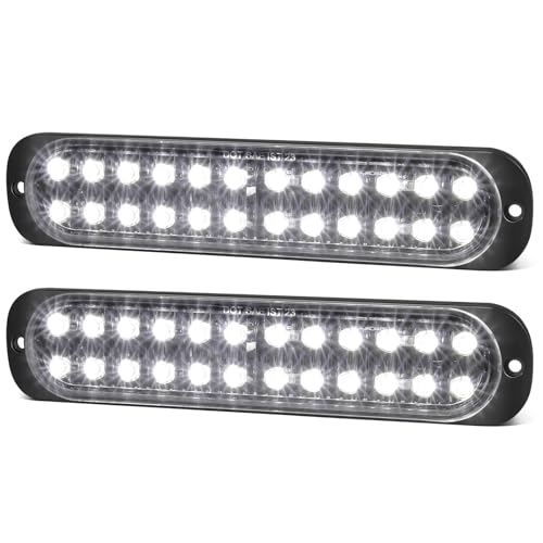 Aluminum Housing White 24LEDs Trailer Backup Reverse Light Surface Mount 7.5 inch Bar Strip Truck Bed Lights of Pickup Tractor Camper IP67 Waterproof 2Pcs - color: White