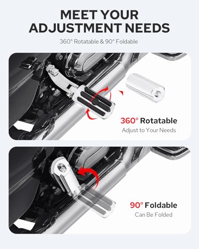 Benlari Passenger Foot Pegs, Passenger Mini Footboard Footpegs Fit for Harley Davidson Touring Road King Electra Glide Road Glide Street Glide 1993-2024 (Chrome) - color: Chrome