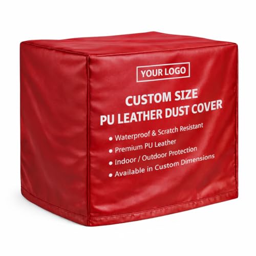 Custom Size PU Leather Dust Cover for Equipment - Waterproof Protective Cover with Soft Inner Lining, Scratch Resistant, Personalized Logo & Text for Machines, Electronics&Furniture (Red PU Leather) - color: Red PU Leather