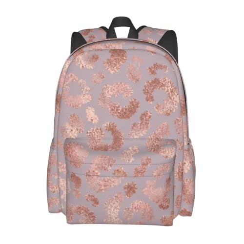 Rose Gold Leopard Skin Tote Backpack Bookbag Laptop Backpacks Multipurpose Daypack for Boys Girls School Men Women Travel Hiking - color: Pink
