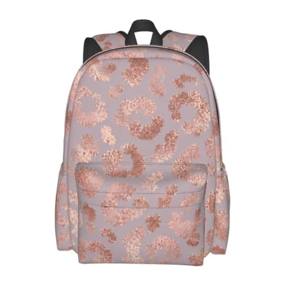 Rose Gold Leopard Skin Tote Backpack Bookbag Laptop Backpacks Multipurpose Daypack for Boys Girls School Men Women Travel Hiking - color: Pink