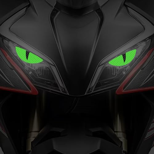 2 Pairs Car Reflective Stickers Cat Eyes, Motorcycle Headlight Semicircle Eye Decals, Waterproof Vinyl Safety Warning Decals for Car Truck Window Rear Tailgate (Green) - color: Green