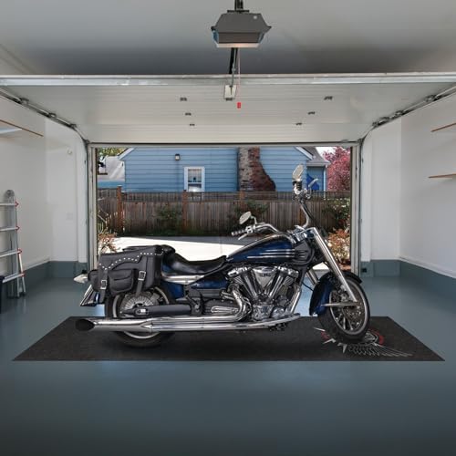 PIG Personalized Motorcycle Mat | Animal with Wings | 3' x 10' Custom Text Motorcycle Parking Mat | PM70057POR-3X10T-BK