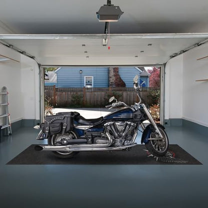 PIG Personalized Motorcycle Mat | Animal with Wings | 3' x 10' Custom Text Motorcycle Parking Mat | PM70057POR-3X10T-BK