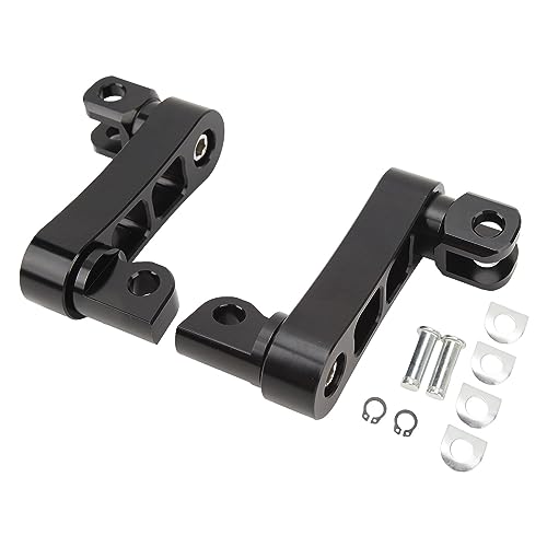 Motorcycle Foot Peg Highway Bracket – 360° Adjustable Aluminum Extension for Touring (Black) - color: Black
