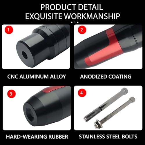 Universal Rear Frame Sliders Crash Pad Replacement for B-MW Kawasaki Yamaha Honda Suzuki CNC Aluminum Motorcycle Accessories Anti Falling Protection(Red) - color: Red