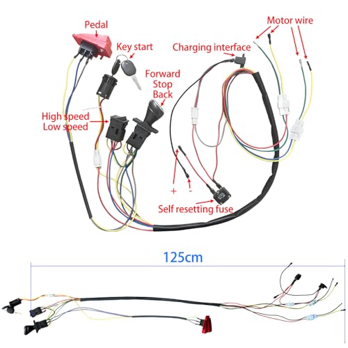 24V Motor Gearbox Wires Harness Conversion Kit for Power Wheels Trax Upgrade,Wire Harness Switch Motor Gearbox Set for Self-Made Kids Electric Ride on Toys Car Replacement Parts,18V,High Speed.Fast - size: 24V
