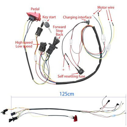 24V Motor Gearbox Wires Harness Conversion Kit for Power Wheels Trax Upgrade,Wire Harness Switch Motor Gearbox Set for Self-Made Kids Electric Ride on Toys Car Replacement Parts,18V,High Speed.Fast - size: 24V