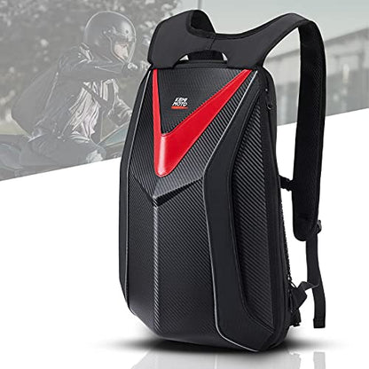 KEMIMOTO Motorcycle Backpack, Hardshell Helmet Backpack Expandable Large Capacity Riding Bag, Water Resistant Lightweight for Riding Work Gym