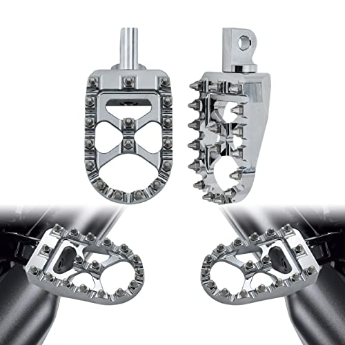 Motorcycle Foot Pegs MX Offroad Footpegs CNC 360° Roating Fit For Harley Sportster Iron 883 Softail Street Glide Dyna Fatboy Chrome - color: Chrome with Cone Spikes