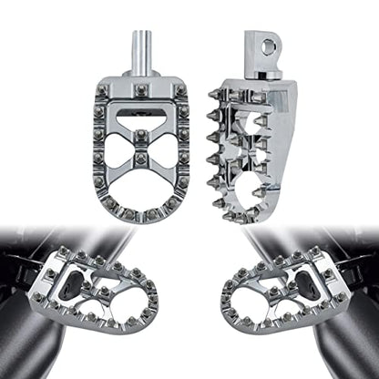 Motorcycle Foot Pegs MX Offroad Footpegs CNC 360° Roating Fit For Harley Sportster Iron 883 Softail Street Glide Dyna Fatboy Chrome - color: Chrome with Cone Spikes