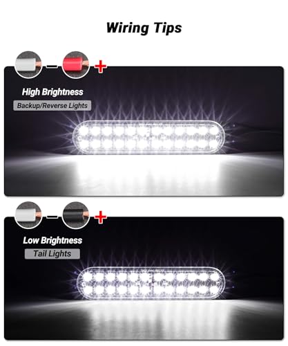 Aluminum Housing White 24LEDs Trailer Backup Reverse Light Surface Mount 7.5 inch Bar Strip Truck Bed Lights of Pickup Tractor Camper IP67 Waterproof 2Pcs - color: White