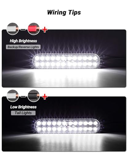 Aluminum Housing White 24LEDs Trailer Backup Reverse Light Surface Mount 7.5 inch Bar Strip Truck Bed Lights of Pickup Tractor Camper IP67 Waterproof 2Pcs - color: White