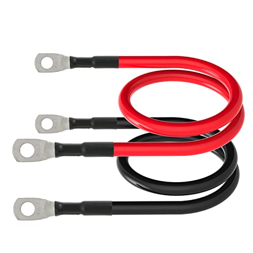 6 AWG Battery Cables 6 Gauge Battery Power Inverter Cable with 5/16 Inch Tinned Copper Lugs Both Ends for Solar Marine Boat RV Car Motorcycle 2 pcs (18 in) - size: 18 in