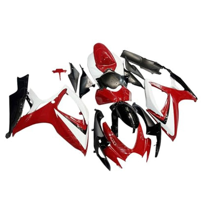 FLPRO Motorcycle Fairings Compatible for Suzuki 06 07 GSXR600 GSXR750 K6 2006 2007 GSX-R600 GSX-R750 Fairing Kit ABS Plastic Injection Bodywork Red White Black Body Kits - color: Red White Black-1