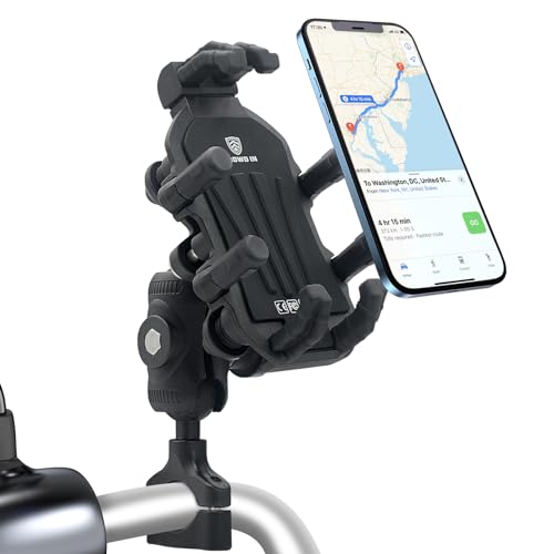 Motorcycle Phone Mount, 2025 Upgrade [Anti-Theft][Ultra-Stable] Bike Holder for Bicycle, Smartphone Handlebar Clamp Compatible with iPhone, Samsung, Other Cell Phone - color: Handlebar Mount