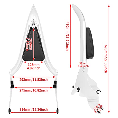 2009-2025 Sissy Bar Backrest, Detachable Passenger Backetst Sissy Bar Fit for Harley Touring Street Glide Road Glide Road King Electra Glide Chrome - color: Chrome, size: 16"- Detachable Split