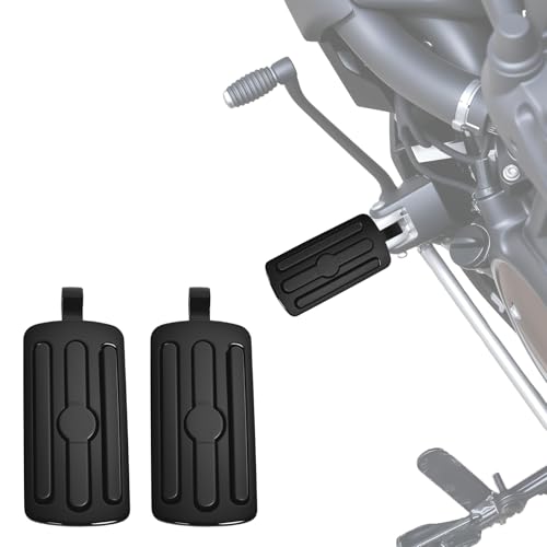 Motorcycle Foot Pegs, 10mm Highway Passenger Footboard Footpegs Male Mount Foot Rest Pedal Black and Rubber Style Fit for Harley Davidson Touring Street Glide Softail Dyna Sportster(Black) - color: Black, size: Style#2