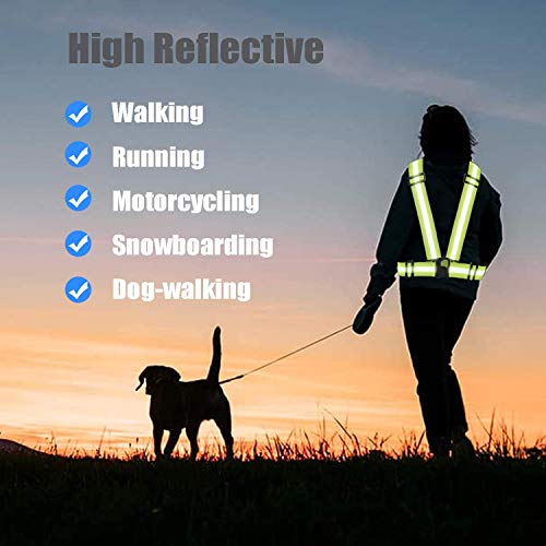 Reflective Vest Running Gear 3Pack, Adjustable Safety Vests High Visible Reflective Belt Straps - color: Green,black,orange