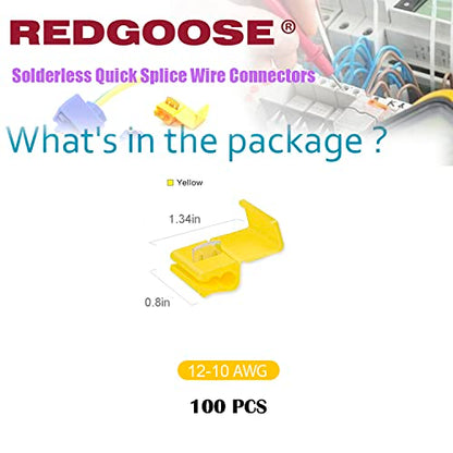 100PCS Solderless Quick Splice Wire Connectors, 12-10 AWG Lock Snap Electrical Wire Connector(Yellow) - style: 12-10 AWG Yellow 100