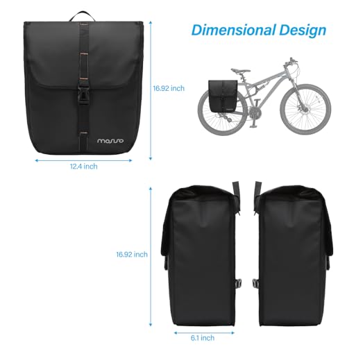 MOSISO 20L Bike Panniers, 2 Pack Waterproof Panniers Bike Bag, Large Capacity Flap Bicycle Rear Rack Seat Luggage Storage Trunk Bag for Road Mountain Cycling Traveling Commuting, Black
