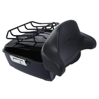 TCMT King Motorcycle Trunk Box Backrest Mounting Rack Luggage Rack Base Plate Fit For Harley 2014-2025 Touring CVO Road King Road Glide Street Glide Electra Glide Pack - color: Style C Black 2 Up Rack#2+Base Plate