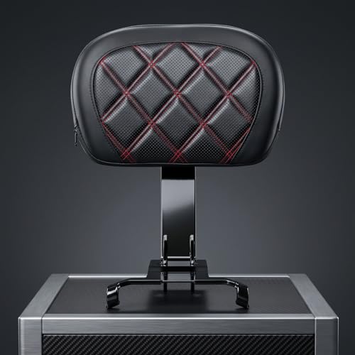 Motorcycle Rear Passenger Backrest Fit for Can-Am Ryker 600/900/Rally Edition 2019-2026, Ryker Sport 2022-2026, 15 Inches Detachable Backrest Pad with Mount Kit, Replace #219400843 (Red Line) - color: Red Line